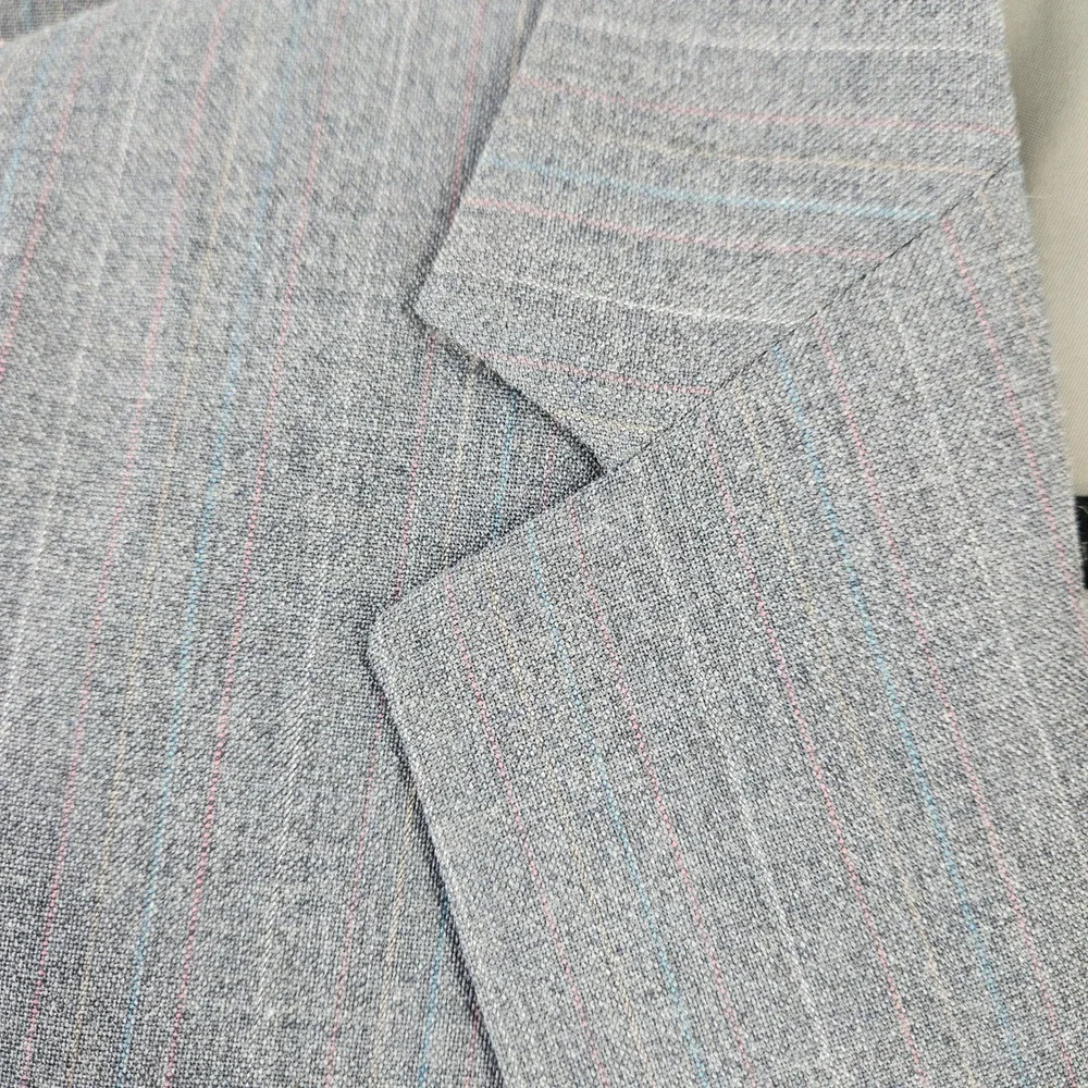 Vtg Rare Andhurst Striped Blue Red Yellow on Grey Suit 2 pc 70s/80s Med ~39R USA